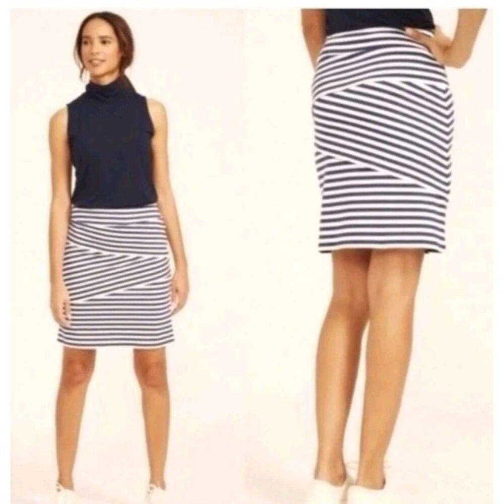 J. McLaughlin Nicola Pencil Skirt Bangal Blue Stripe Catalina Cloth Preppy M